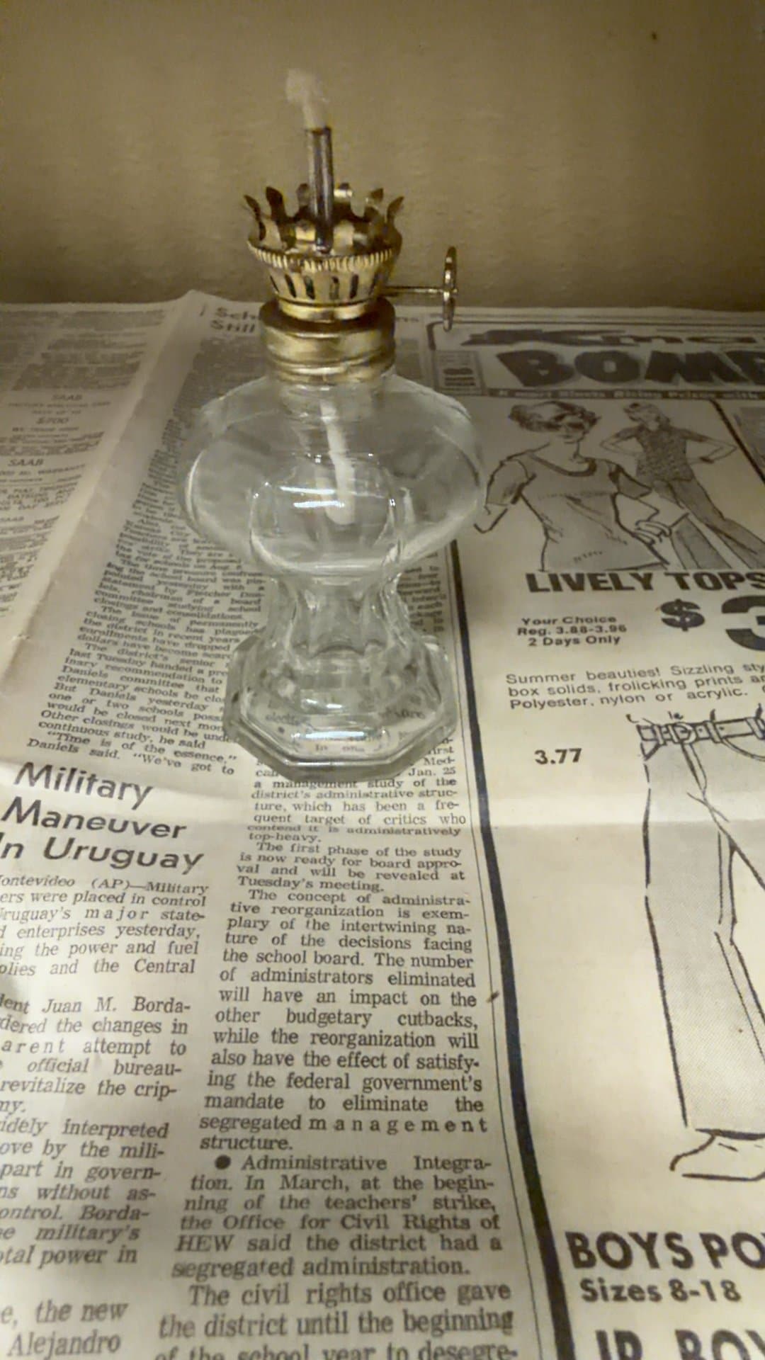 Miniature Glass Oil Lamp - Image 1