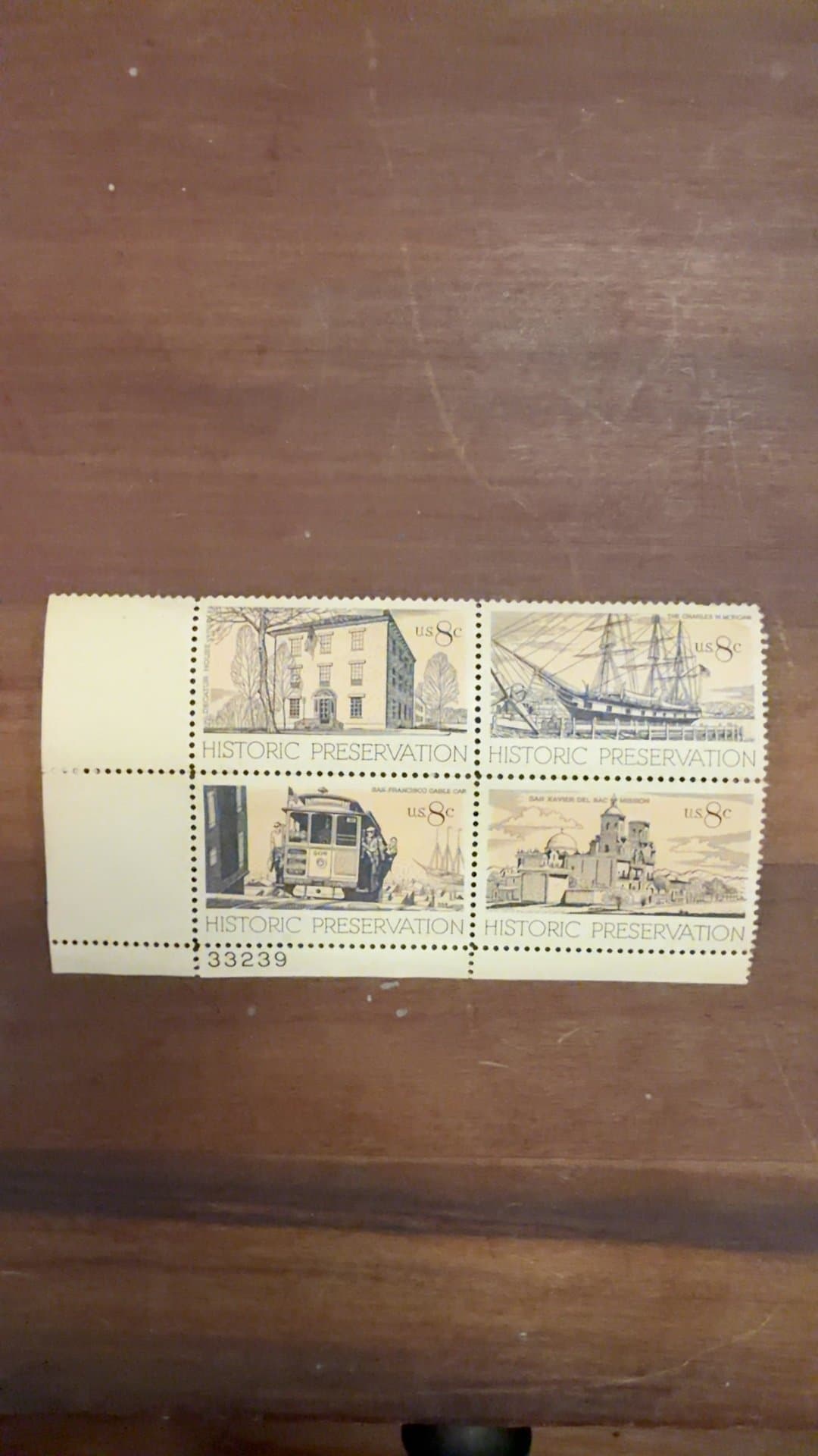 US Historic Preservation 8Ā¢ Stamps Block - Image 1