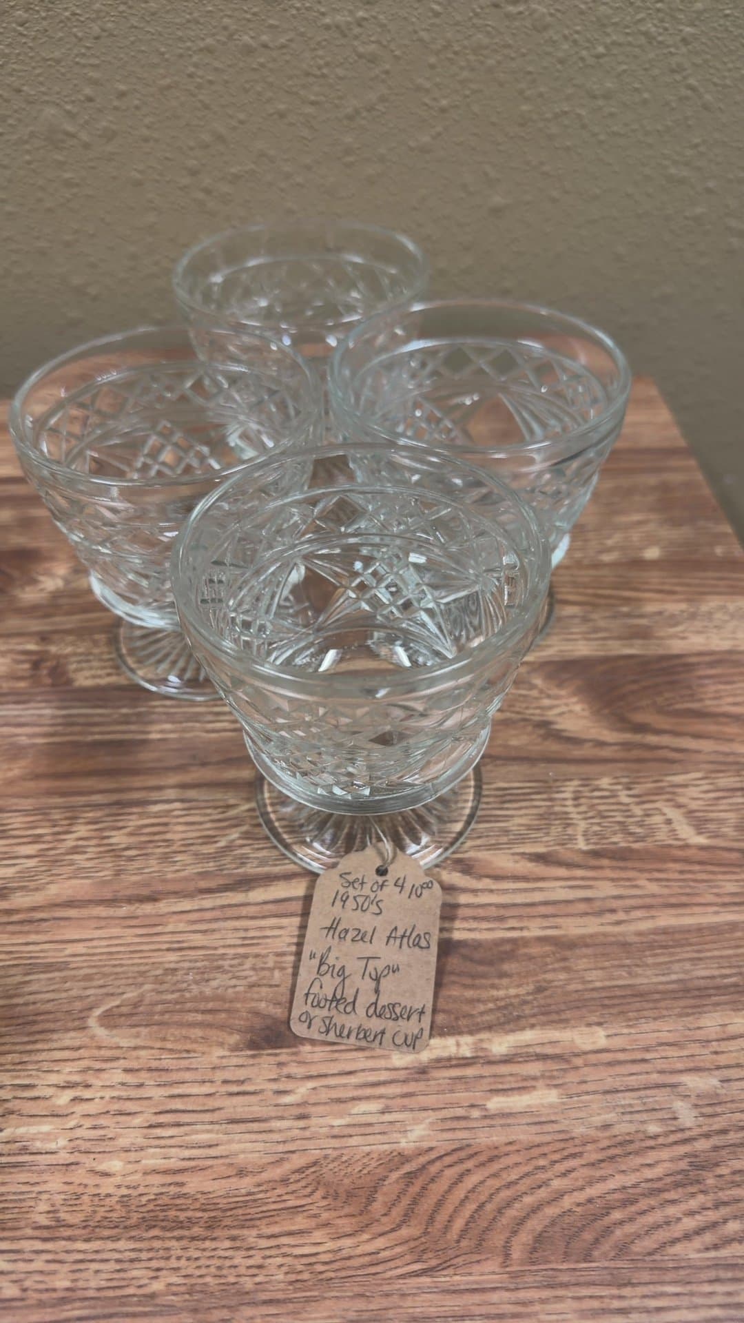 1950s Hazel Atlas 'Big Top' Footed Dessert or Sherbet Cups (Set of 4) - Image 1