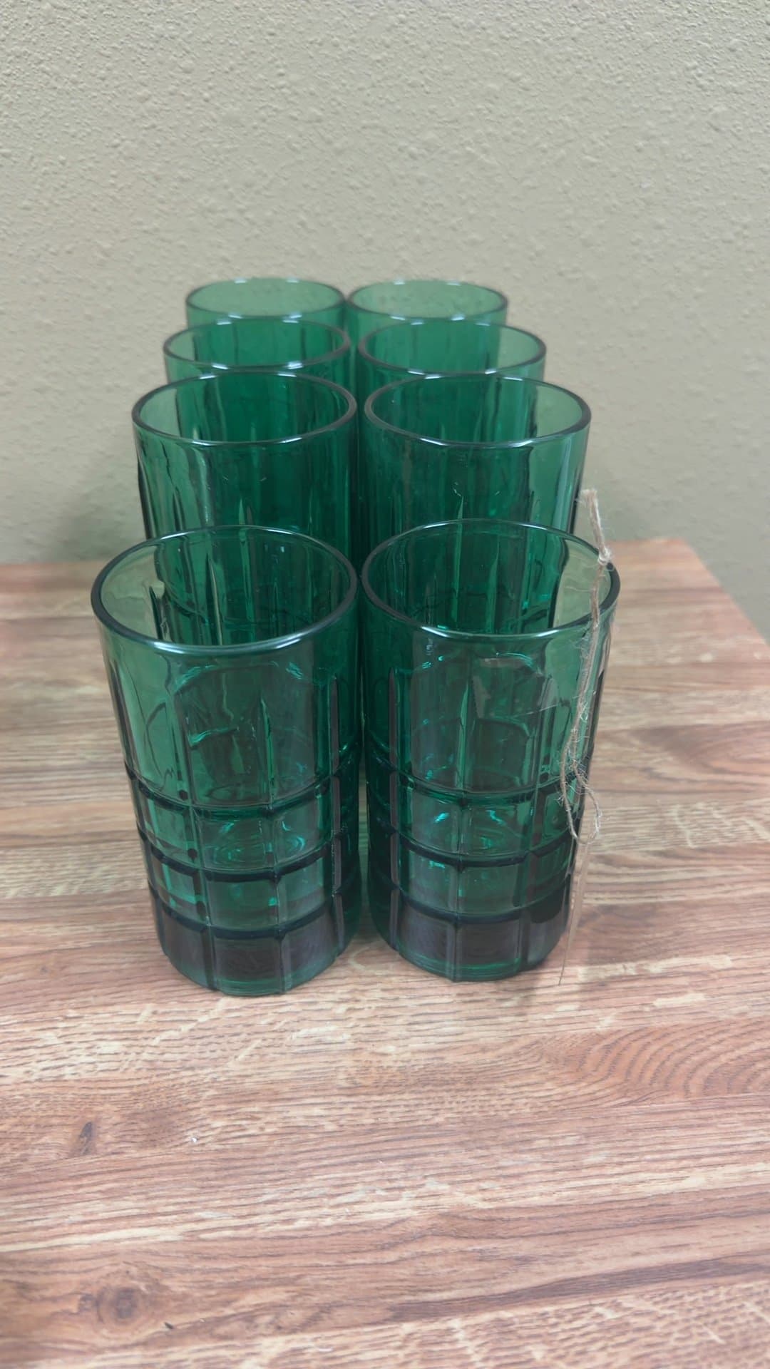 Anchor Hocking 1960s Tartan Pattern Emerald Green Tumblers - Image 1