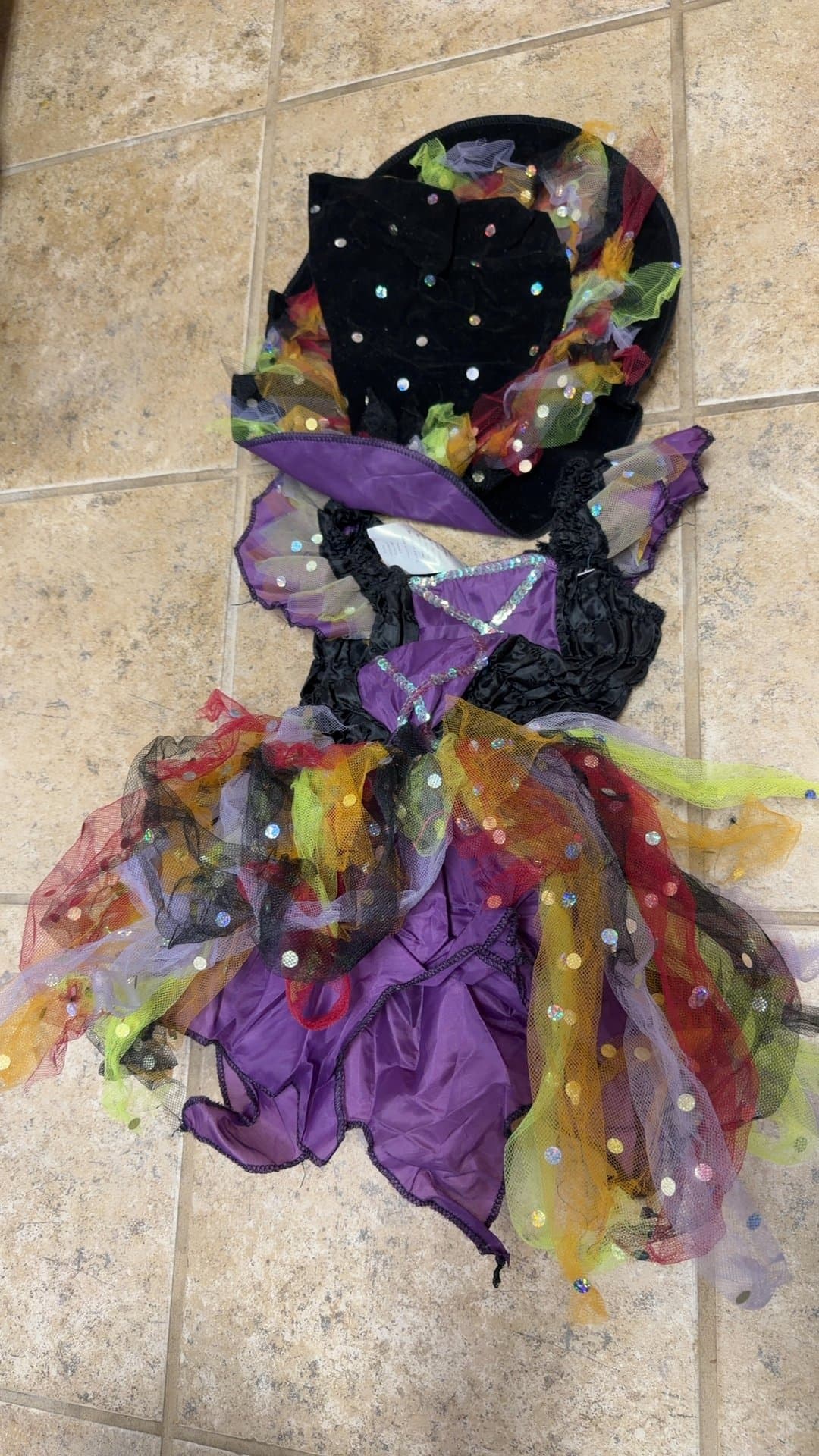 Target Girls Colorful Witch Costume with Matching Hat - Image 1