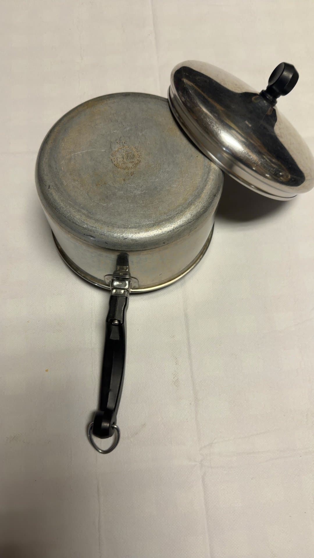 Vintage Aluminum Saucepan with Lid - Image 1