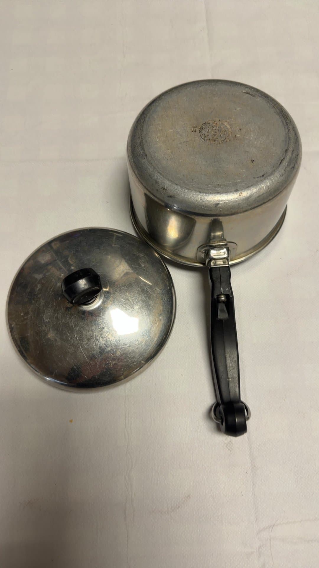 Vintage Aluminum Saucepan with Lid - Image 1