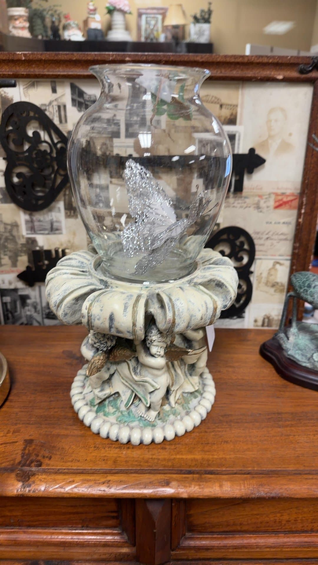 Cherub Candle Stand with Glass Holder - Image 1