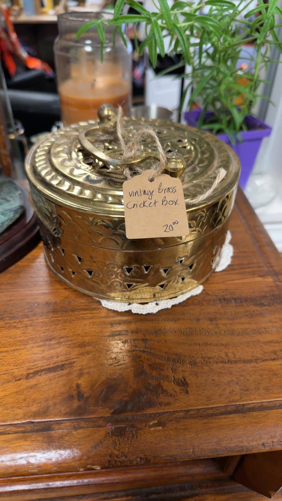 Vintage Brass Cricket Box - Image 1