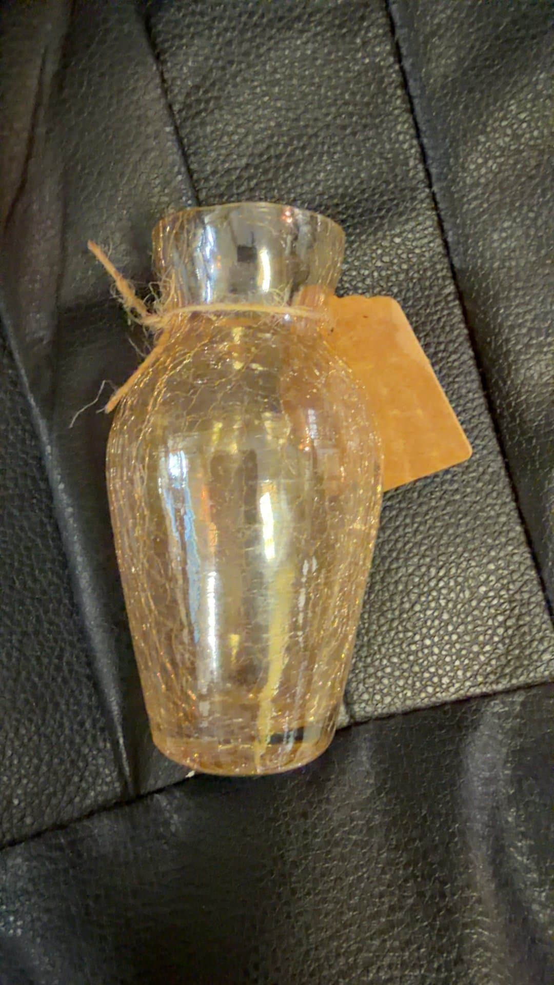 Miniature Champagne Crackle Glass Vase - Image 1