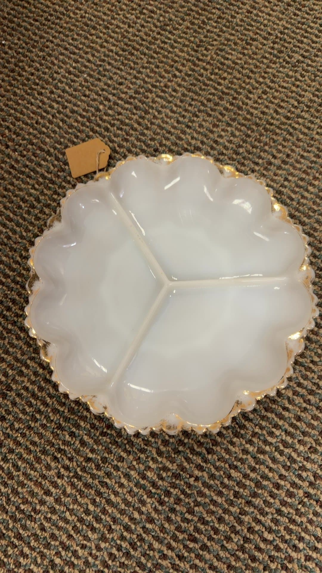1950s-60s Federal Glass Milk Glass Relish Dish - Image 1