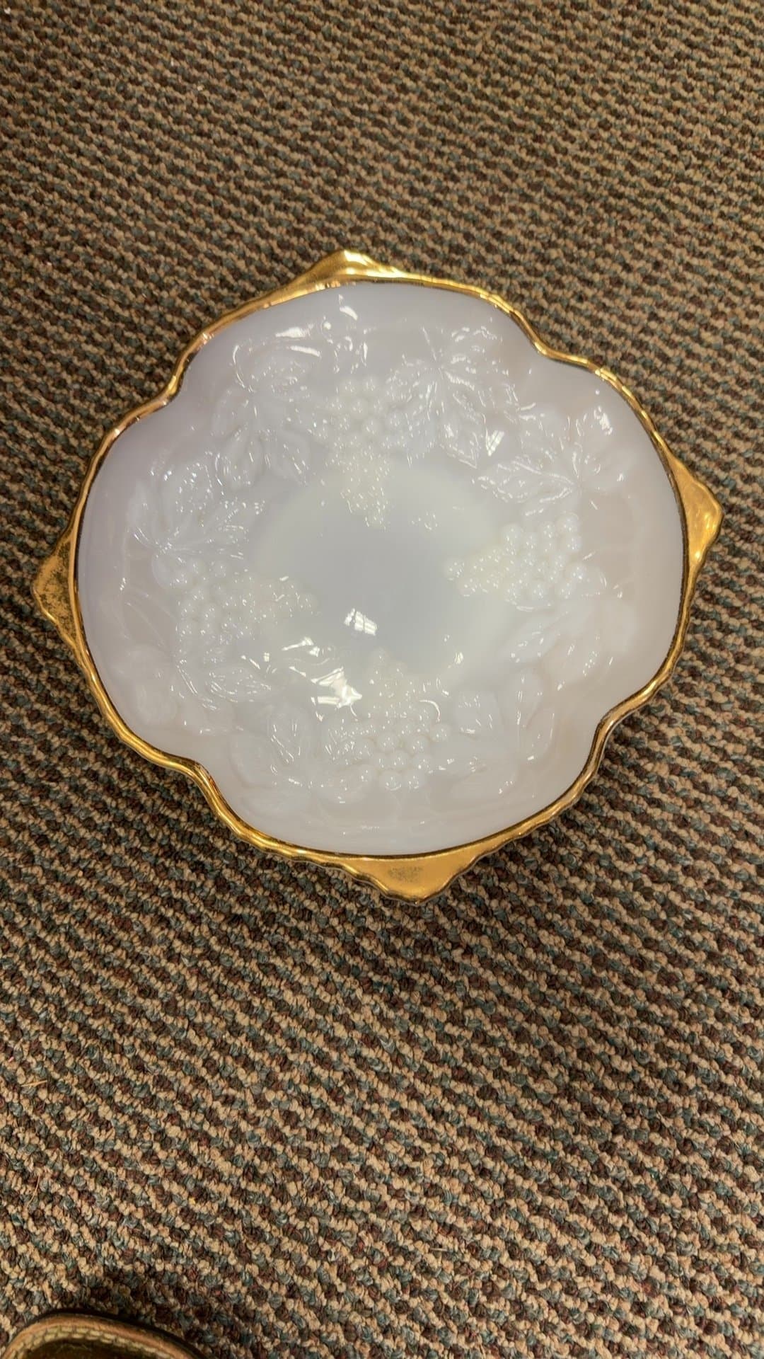 1950s-60s Anchor Hocking 'Harvest Grape' Milk Glass Bowl - Image 1