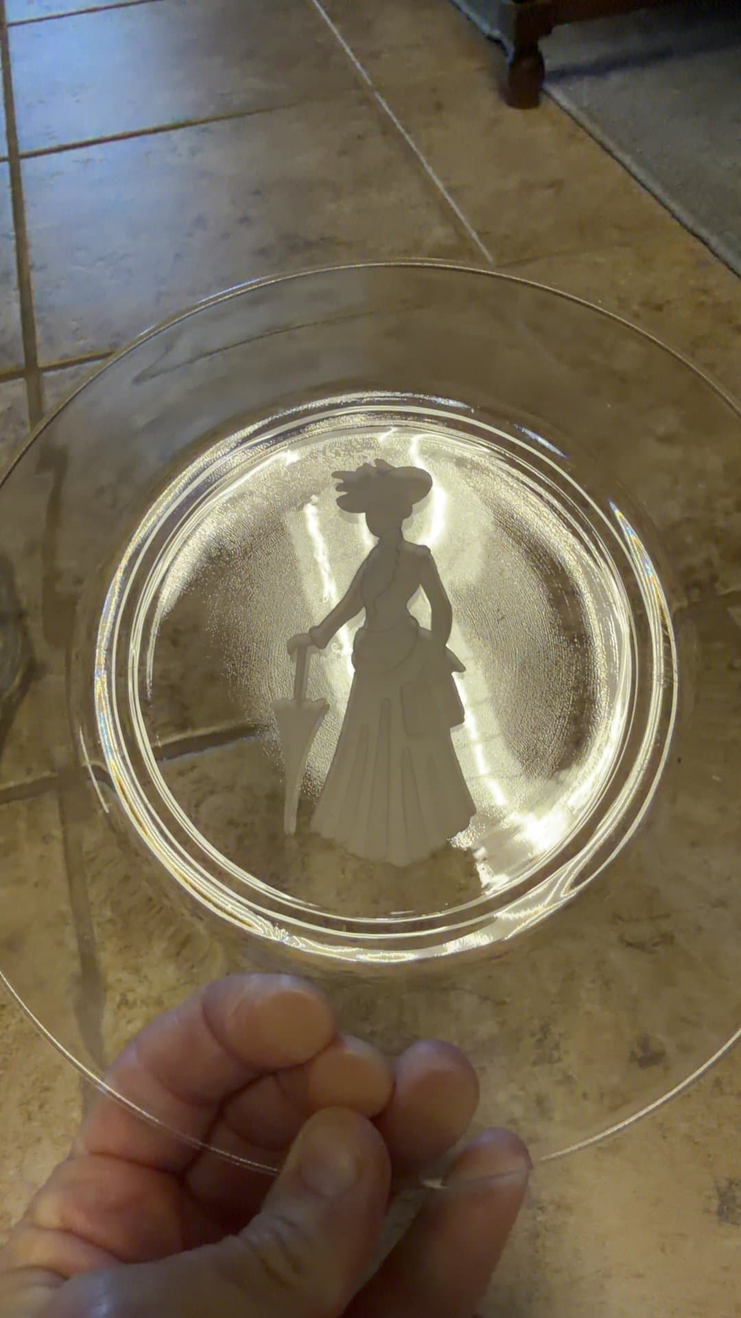 Etched Glass Plate with Victorian Lady Design - Image 1