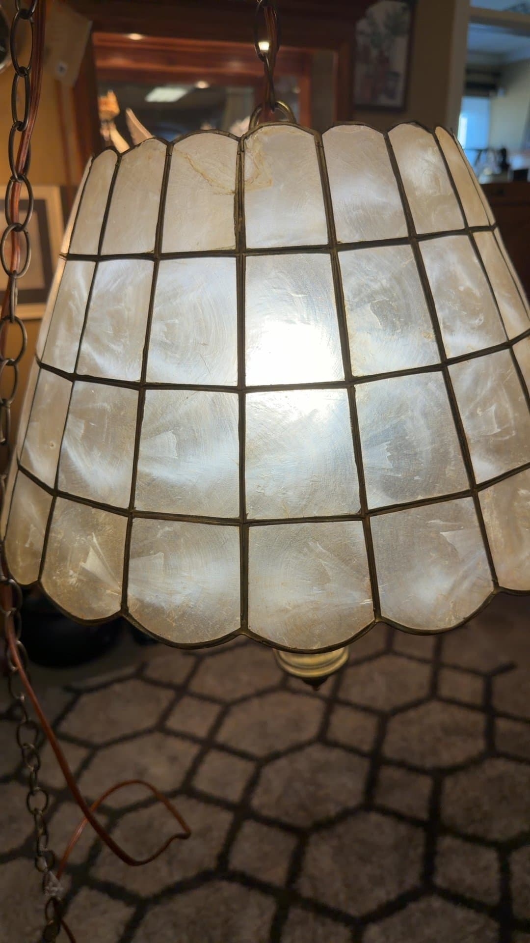 Vintage Capiz Shell Hanging Lamp - Image 1