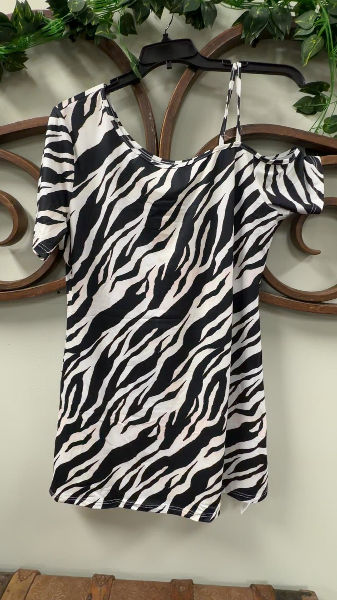 Zebra Print Asymmetrical Dress - Image 1