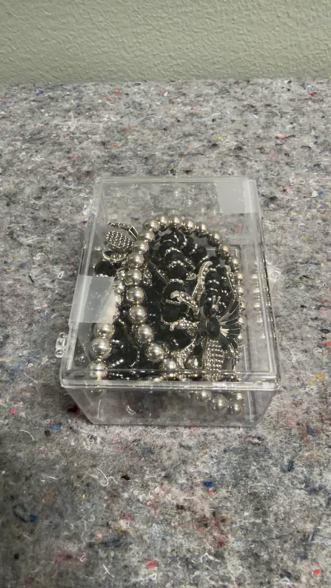 Silver and Black Beaded Jewelry Set - Image 1