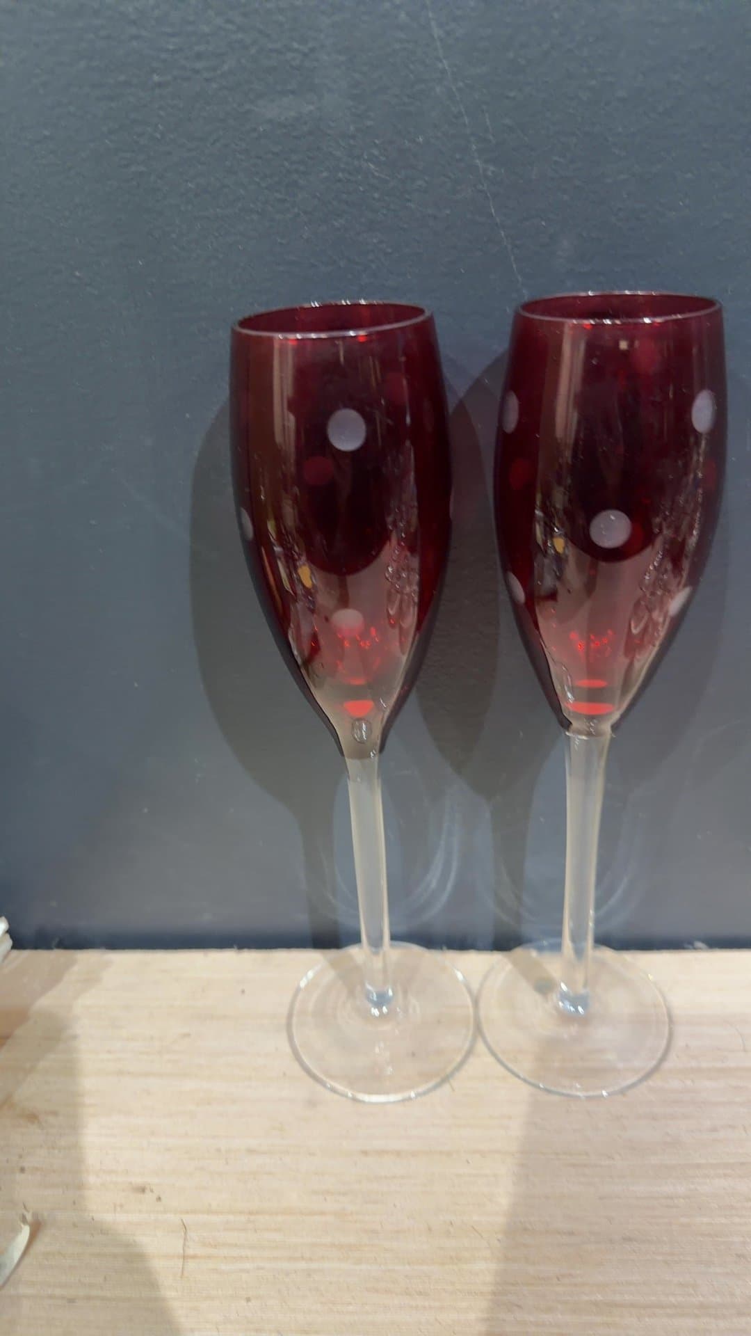 Red Polka Dot Champagne Flutes Set of 2 - Image 1