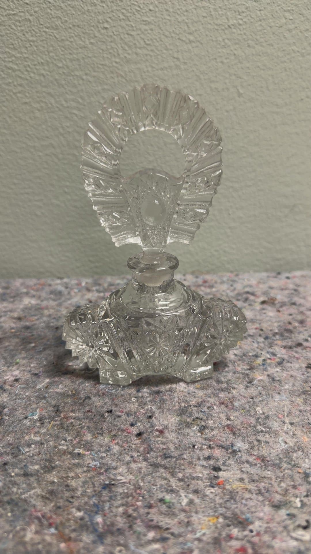 Vintage Cut Glass Perfume Bottle with Stopper - Image 1