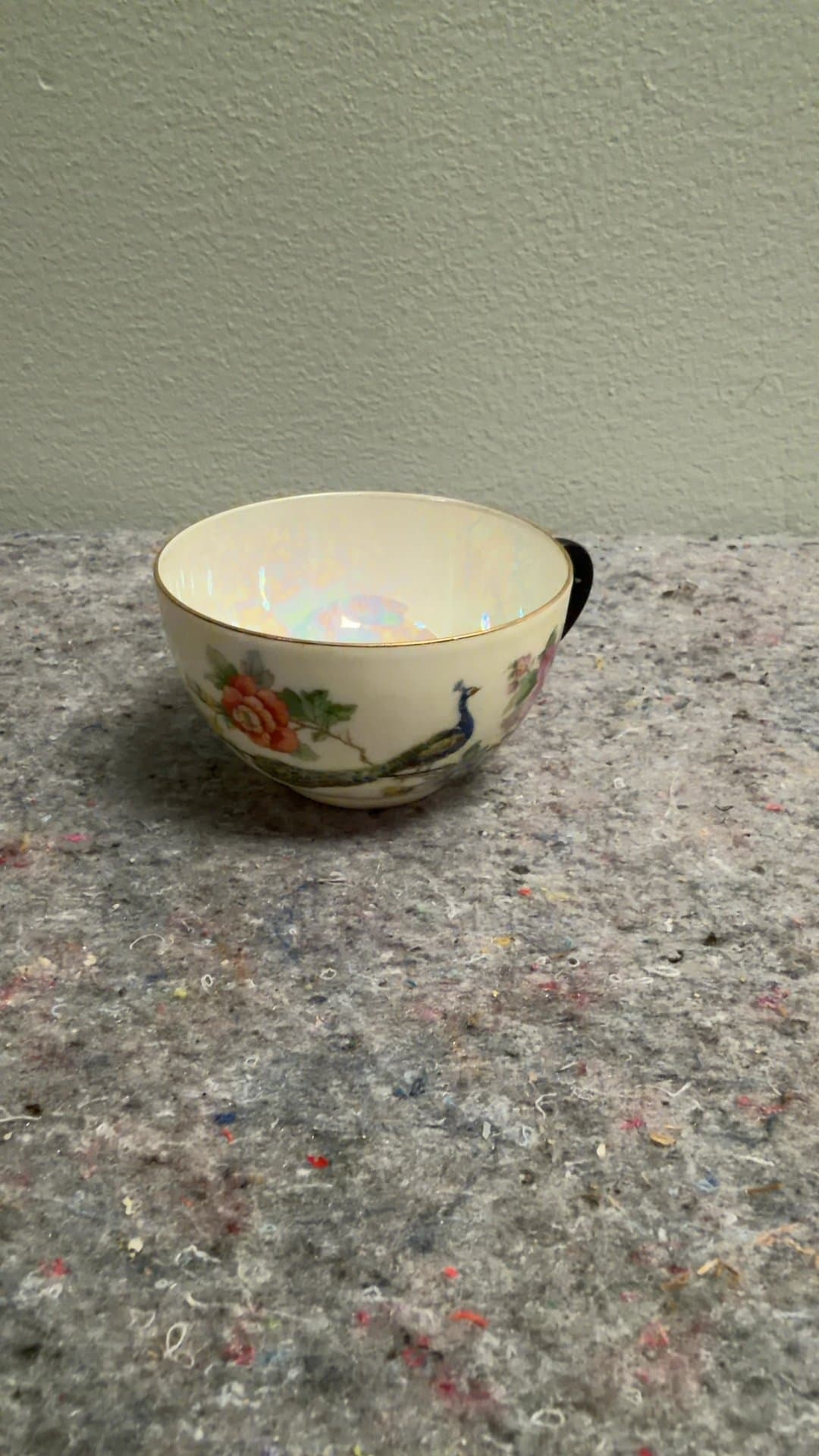 Bavarian Porcelain Tea Cup with Peacock Design - Image 1