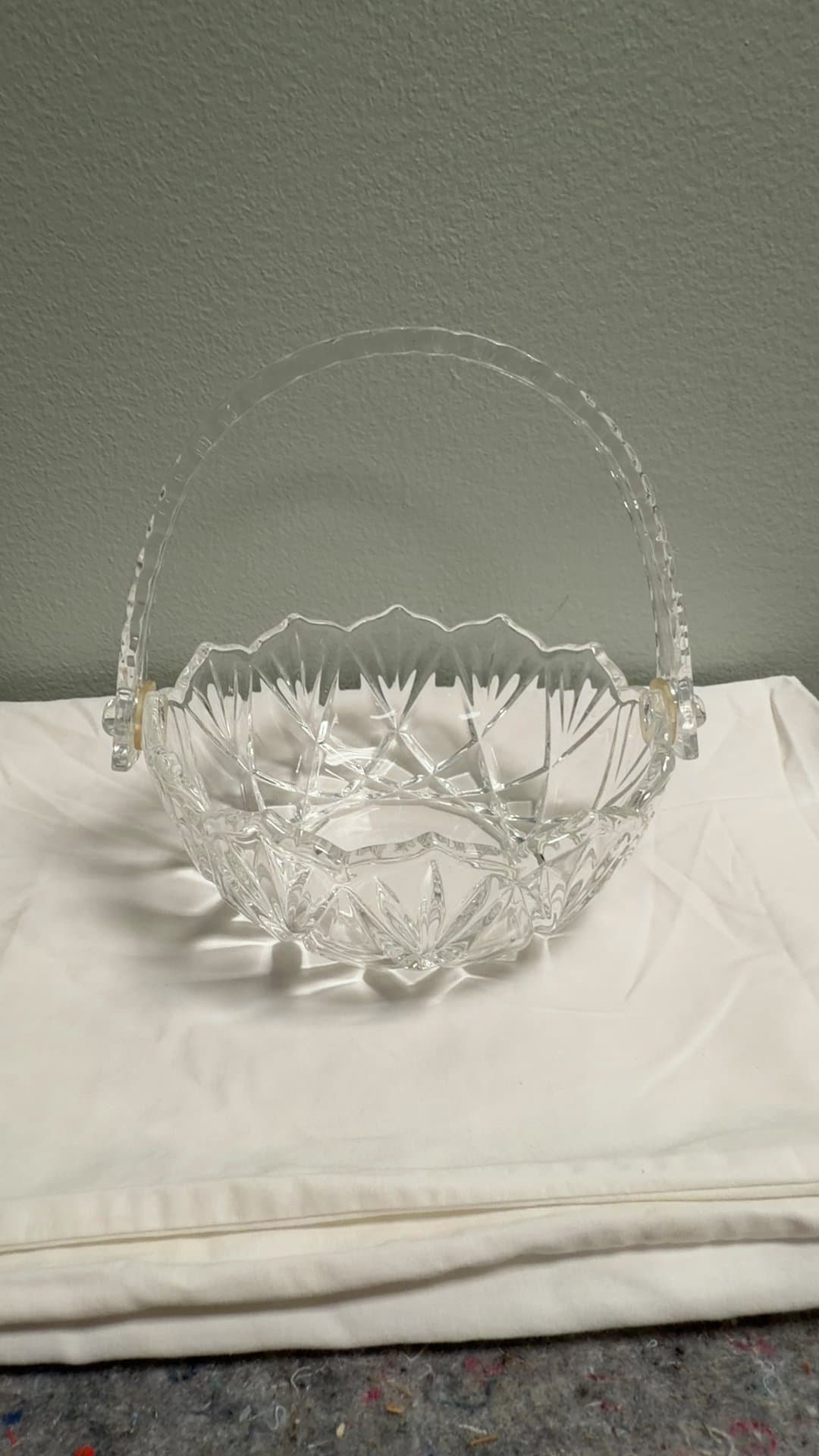 Cut Glass Basket with Handle - Image 1