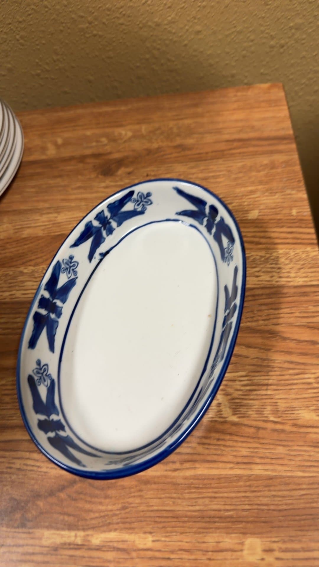 Blue and White Porcelain Oval Plate - Image 1