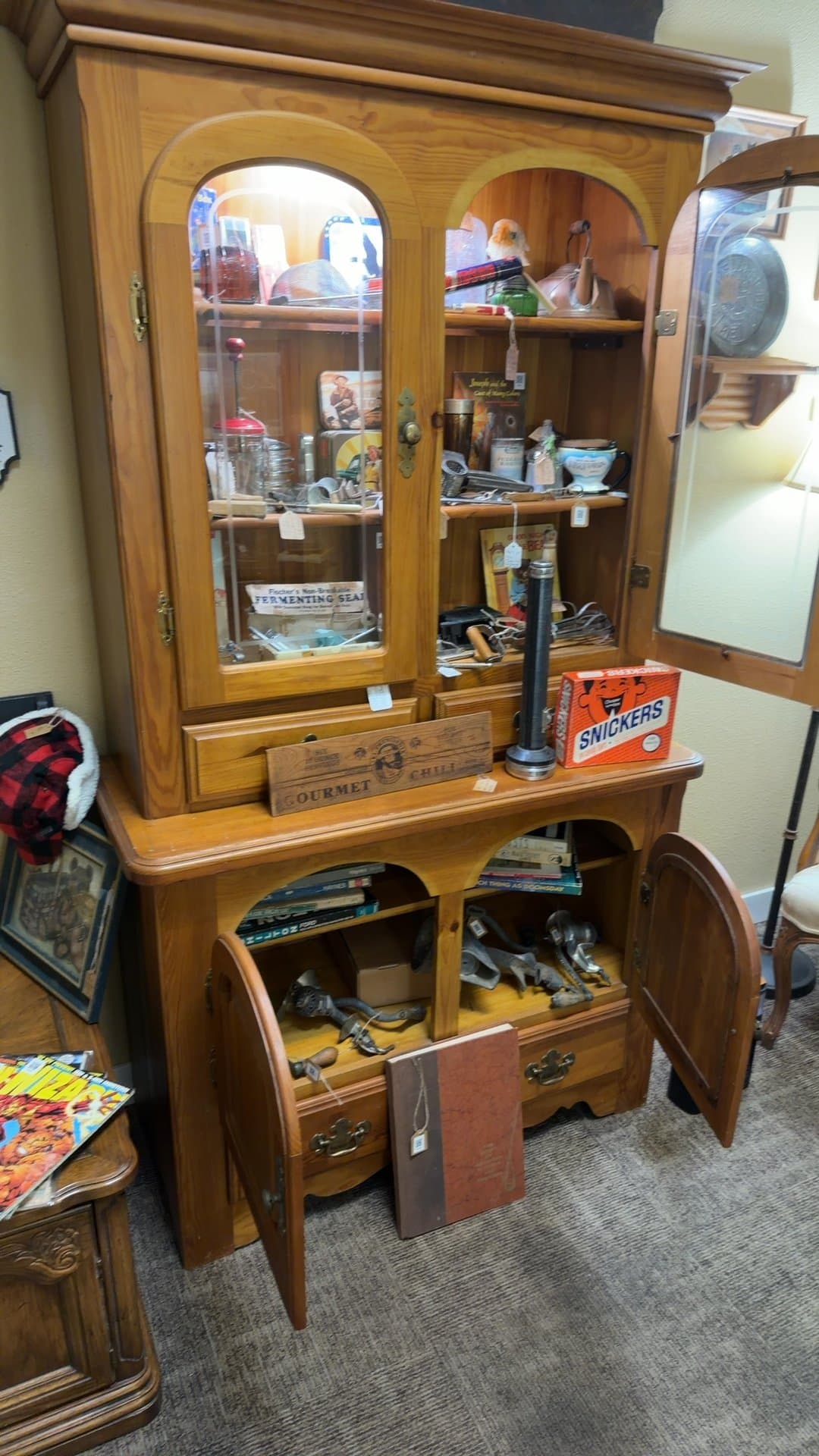 Vintage Wooden Hutch Cabinet - Image 1
