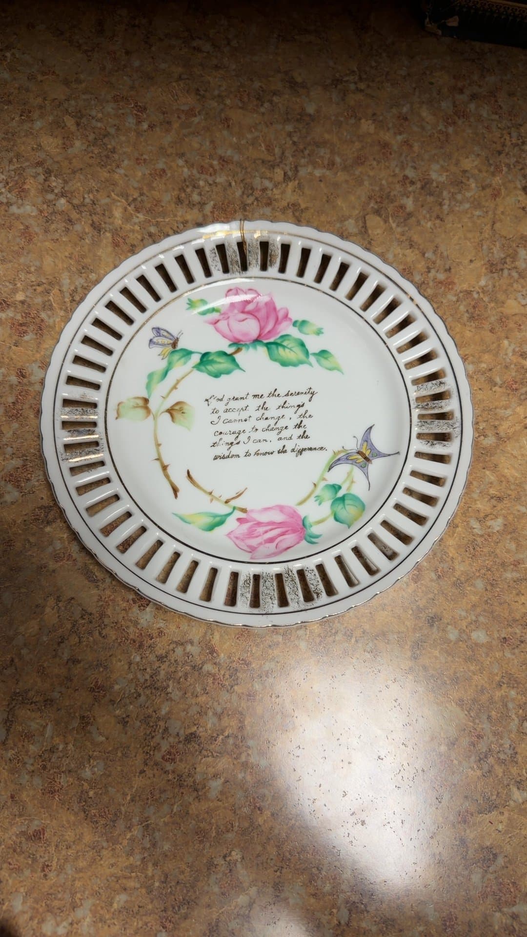 Decorative Porcelain Plate with Serenity Prayer - Image 1