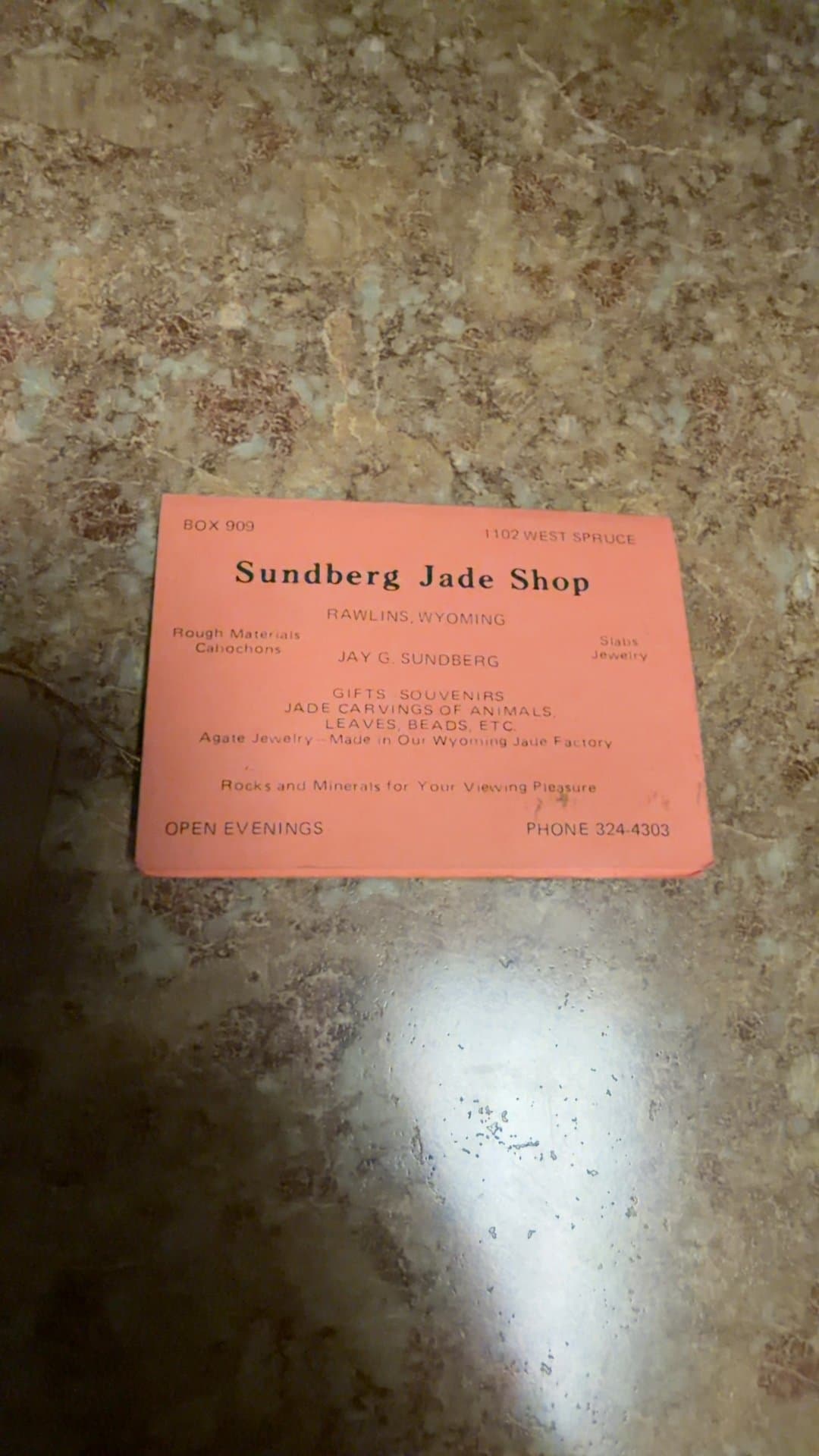 Sundberg Jade Shop Promotional Card - Image 1