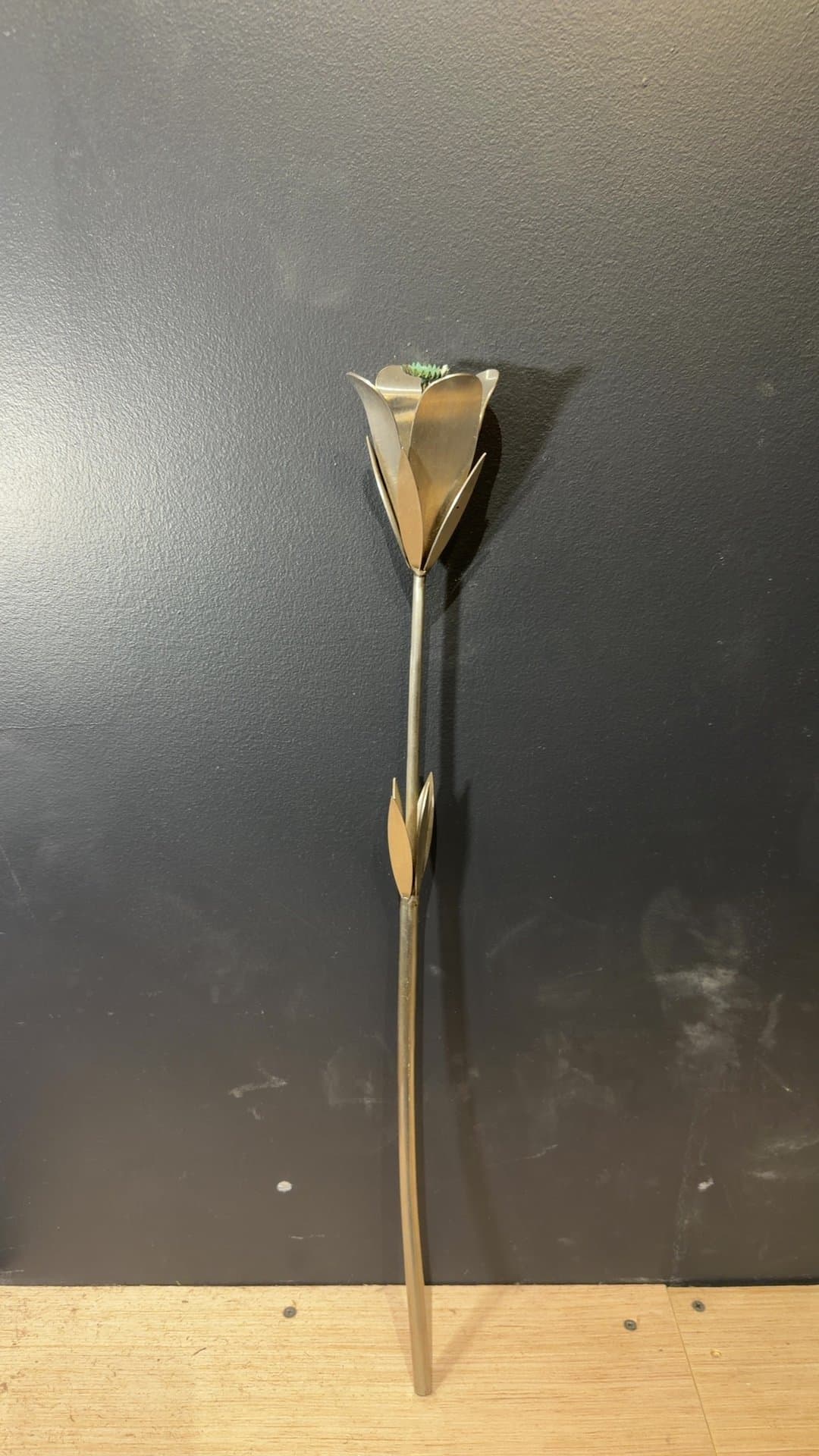 Mid-Century Modern Metal Flower Sculpture Stem - Image 1