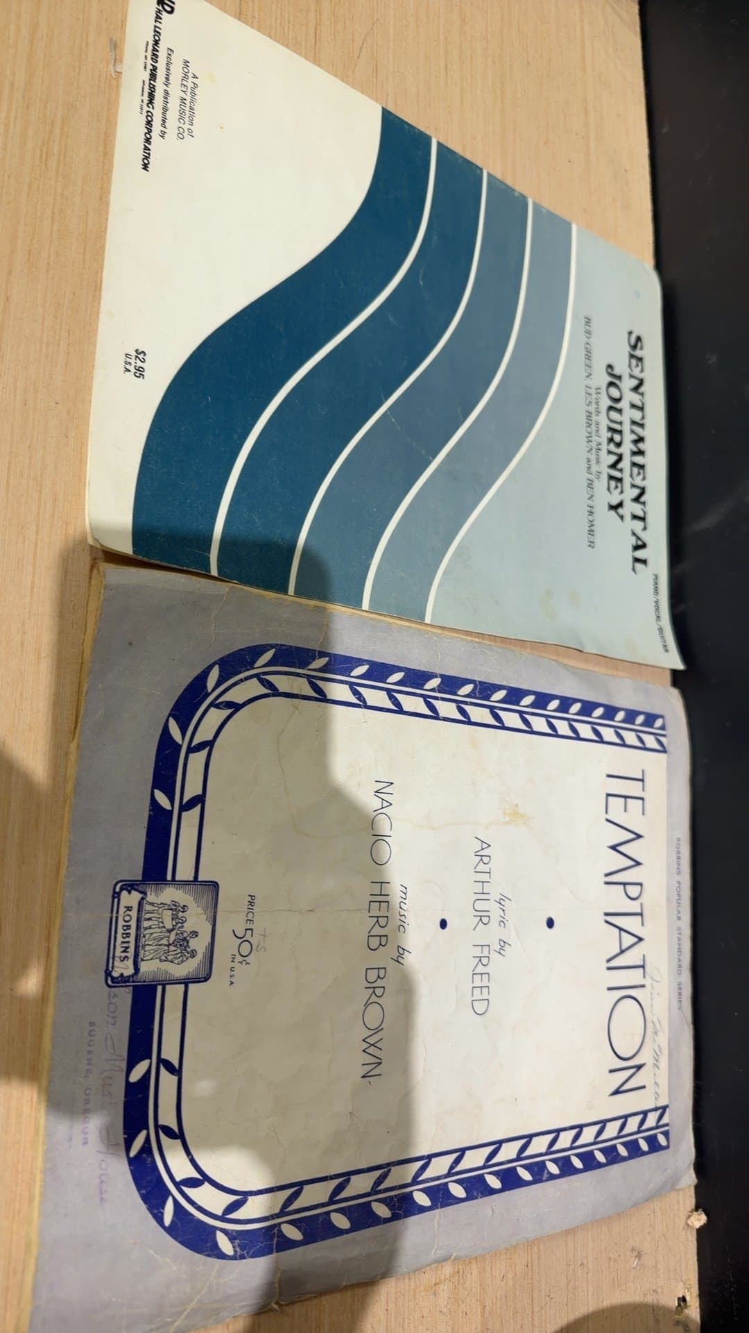 Vintage Sheet Music Lot - Sentimental Journey and Temptation - Image 1