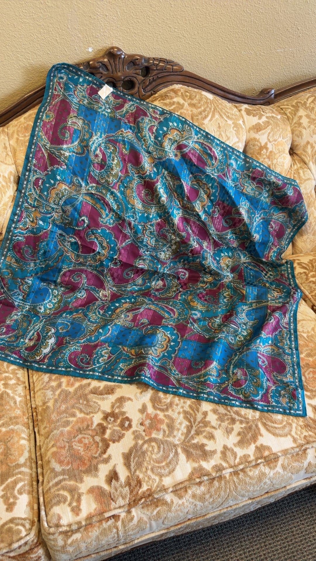 Vintage Paisley Silk Scarf - Image 1