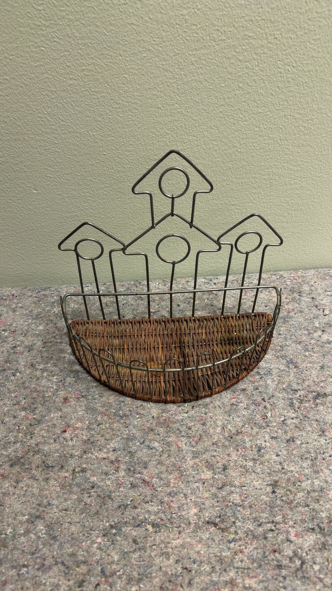 Wire and Wicker Storage Basket - Image 1