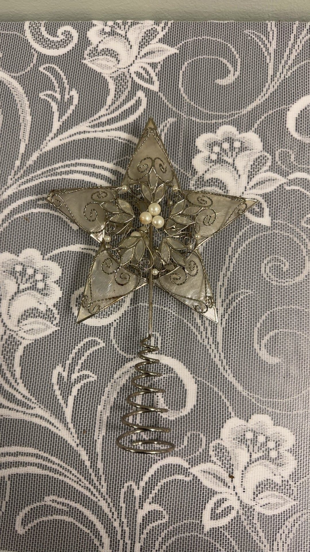 Capiz Shell and Silver Wire Star Christmas Tree Topper - Image 1