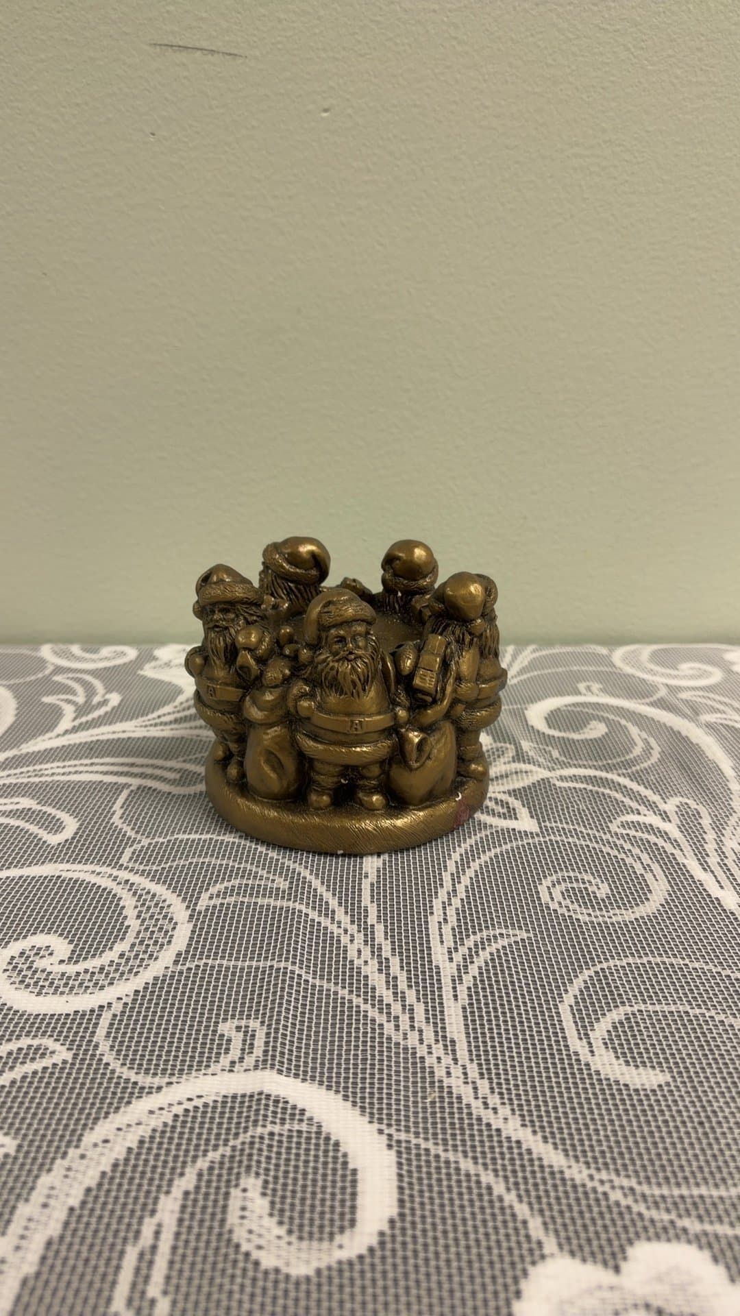 Bronze Finish Circle of Santas Candle Holder - Image 1