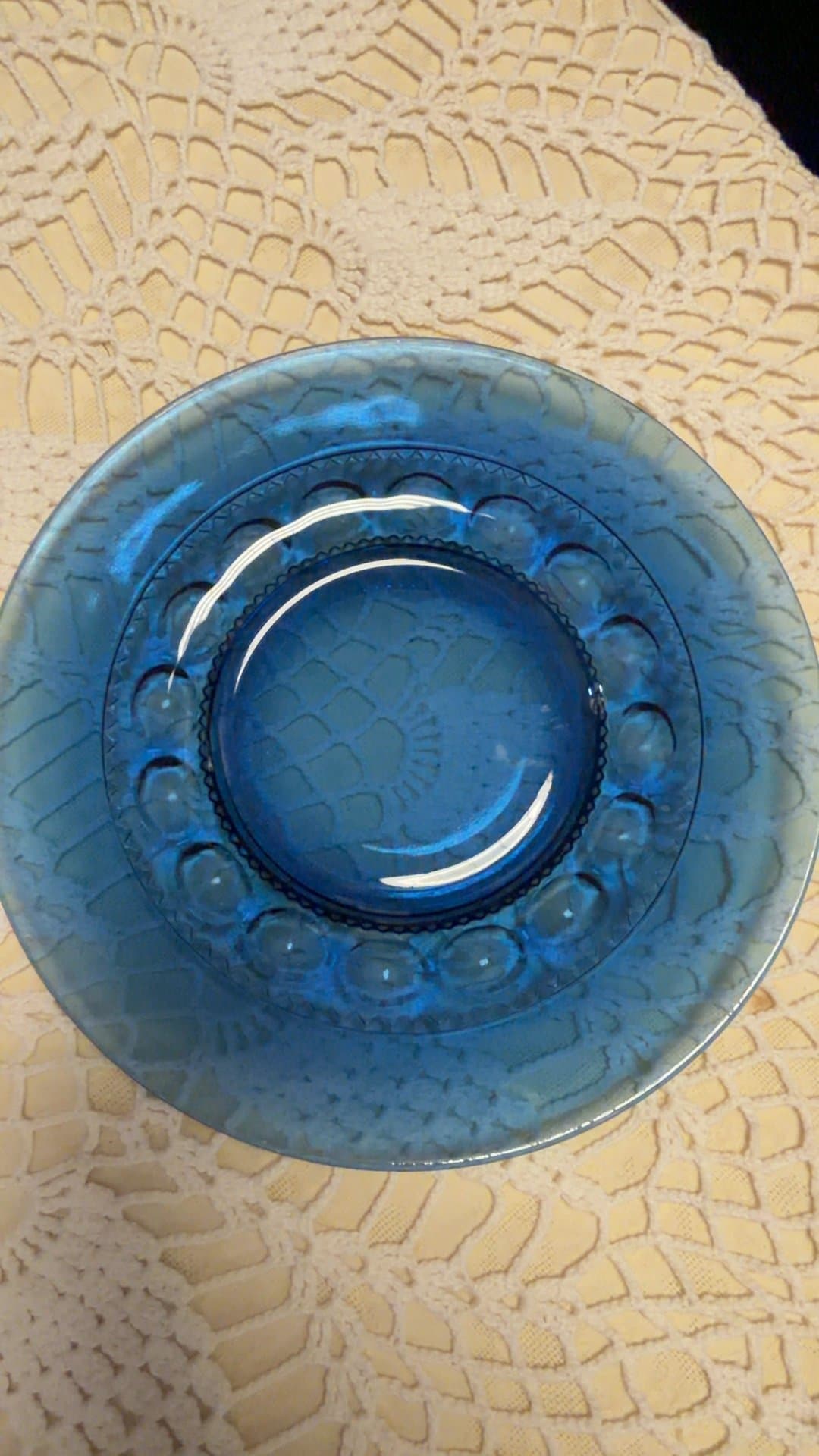 Vintage Cobalt Blue "King's Crown" Glass Saucer Plate - Image 1