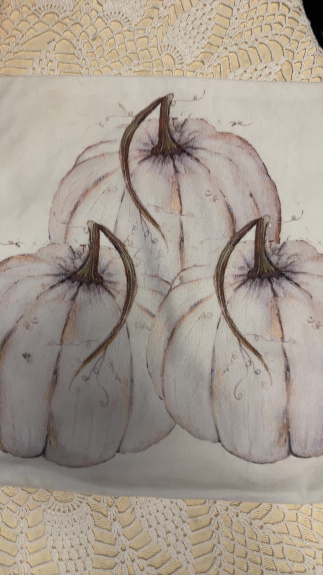 White Pumpkin Printed Throw Pillow - Image 1