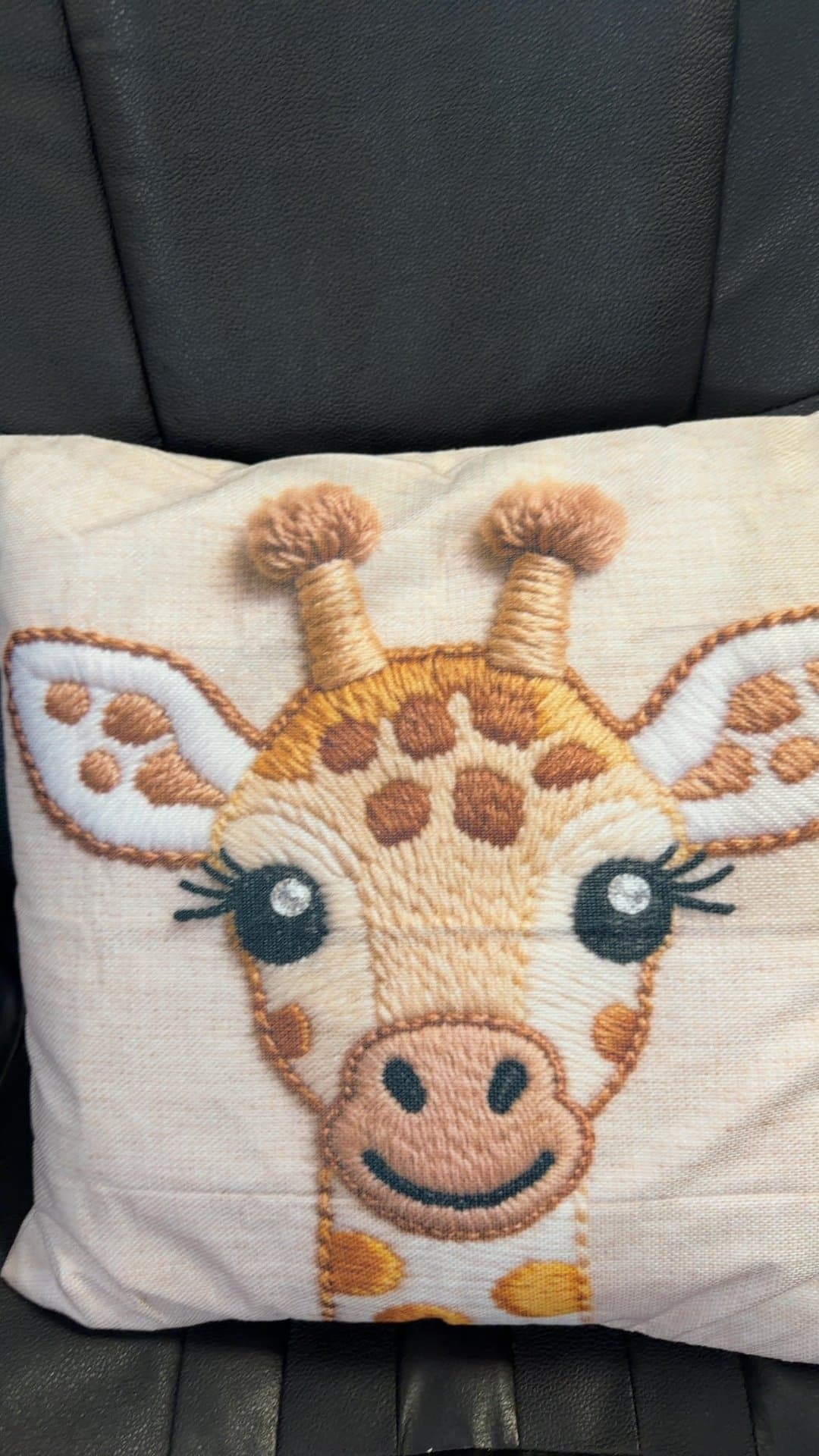 Giraffe Embroidered Throw Pillow - Image 1