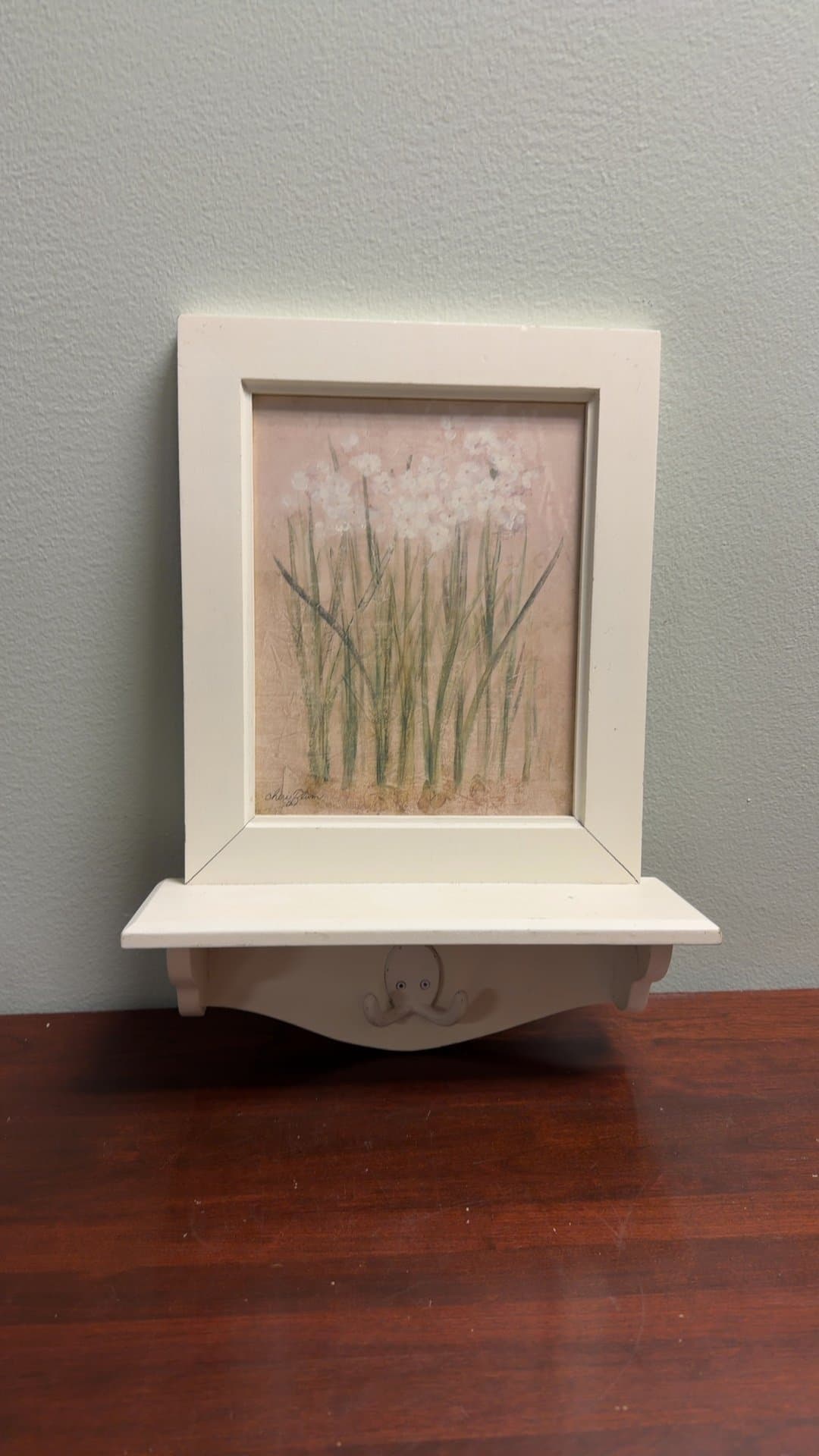 Framed Floral Artwork with Shelf - Image 1