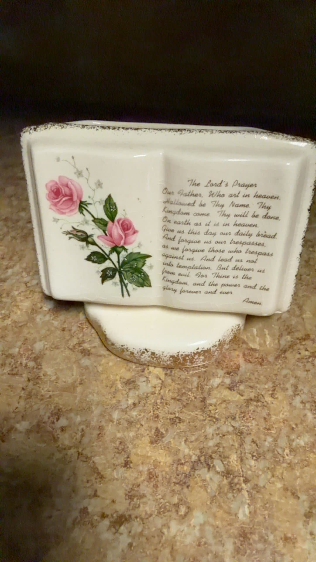 Ceramic open book Lord's Prayer Planter - Image 1