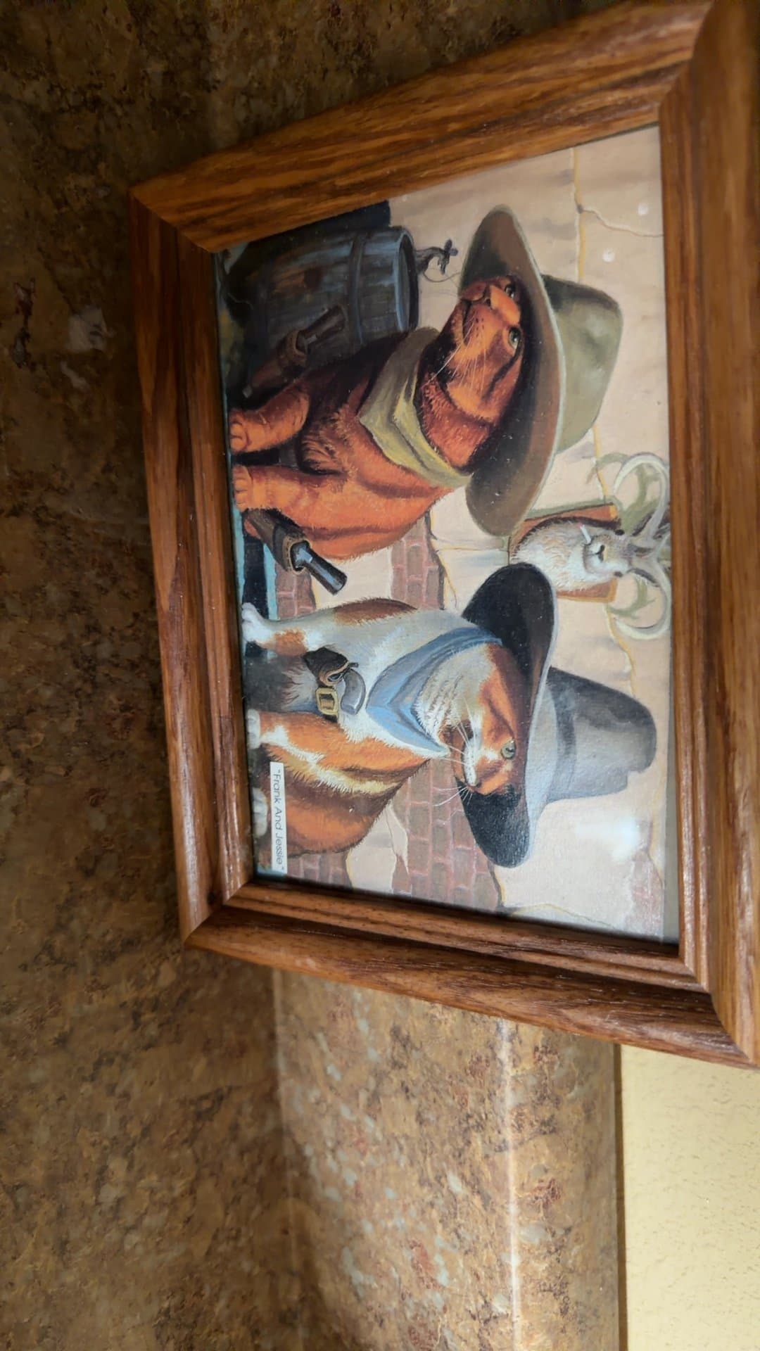 Framed Cat Cowboy Art Print "Frank and Jessie" - Image 1