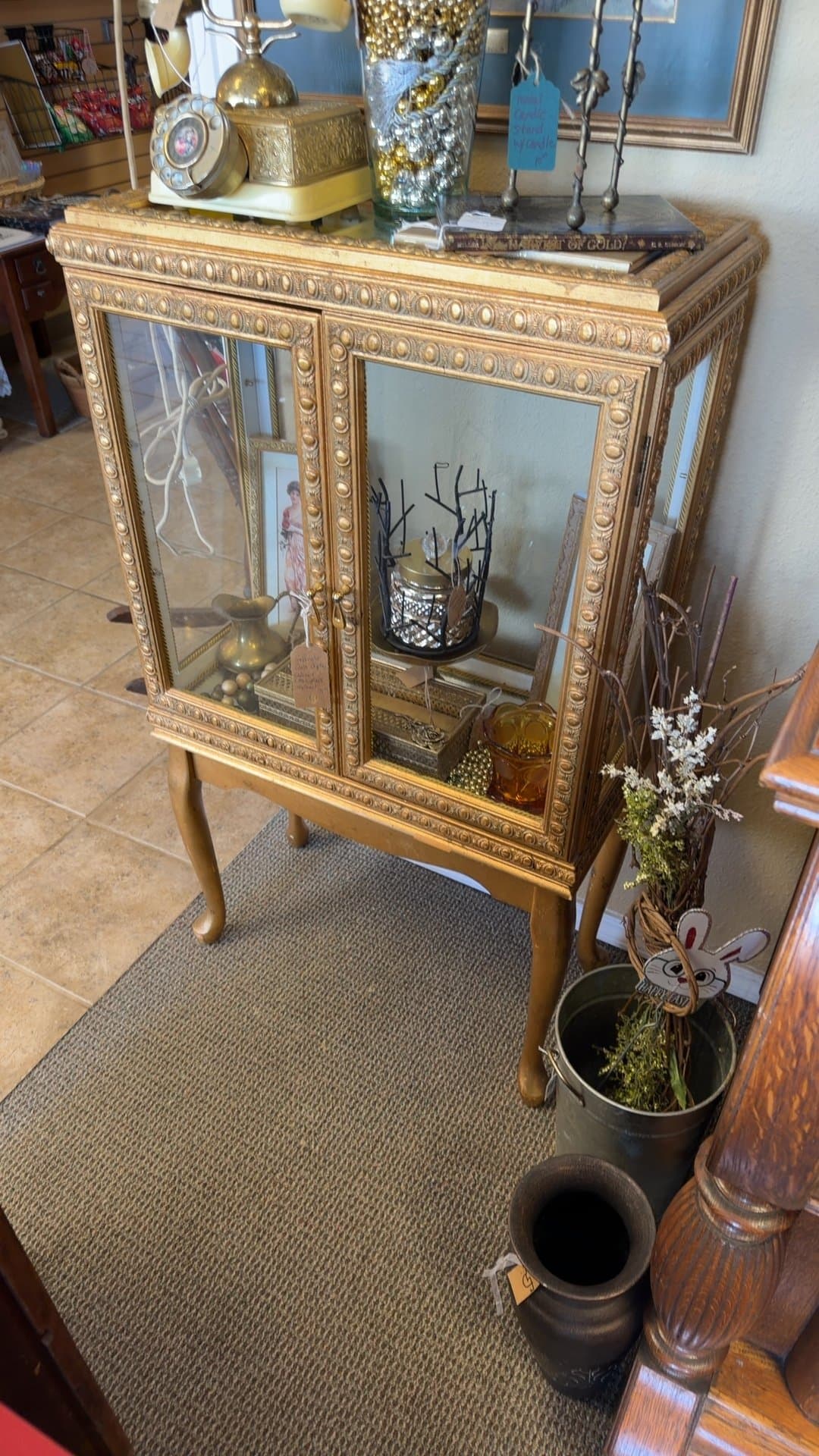 Vintage Gold Display Cabinet