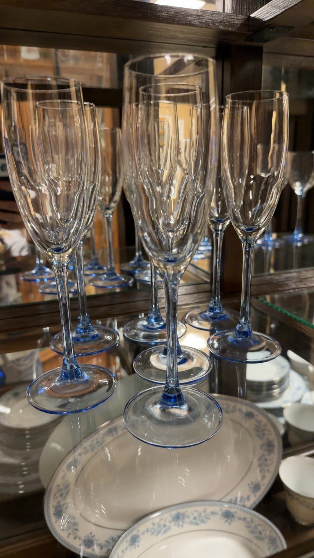 6-Luminarc Azur (Cristal d'Arques-Durand) Blue Stem Wine Glasses - Image 1