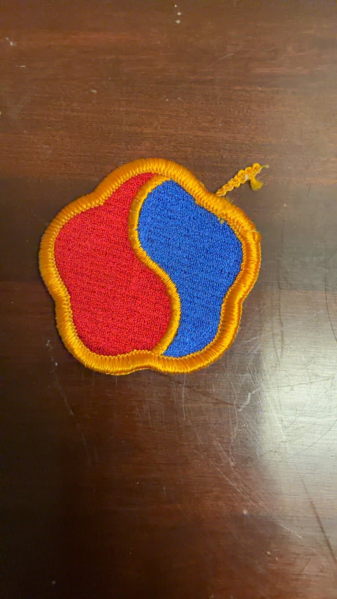Red and Blue Yin Yang Embroidered Patch - Image 1