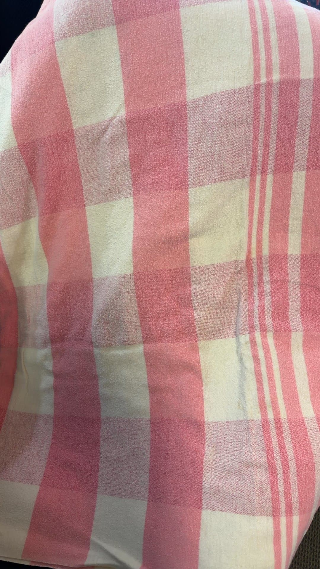 Pink and White cotton "camp" or utility blanket - Image 1