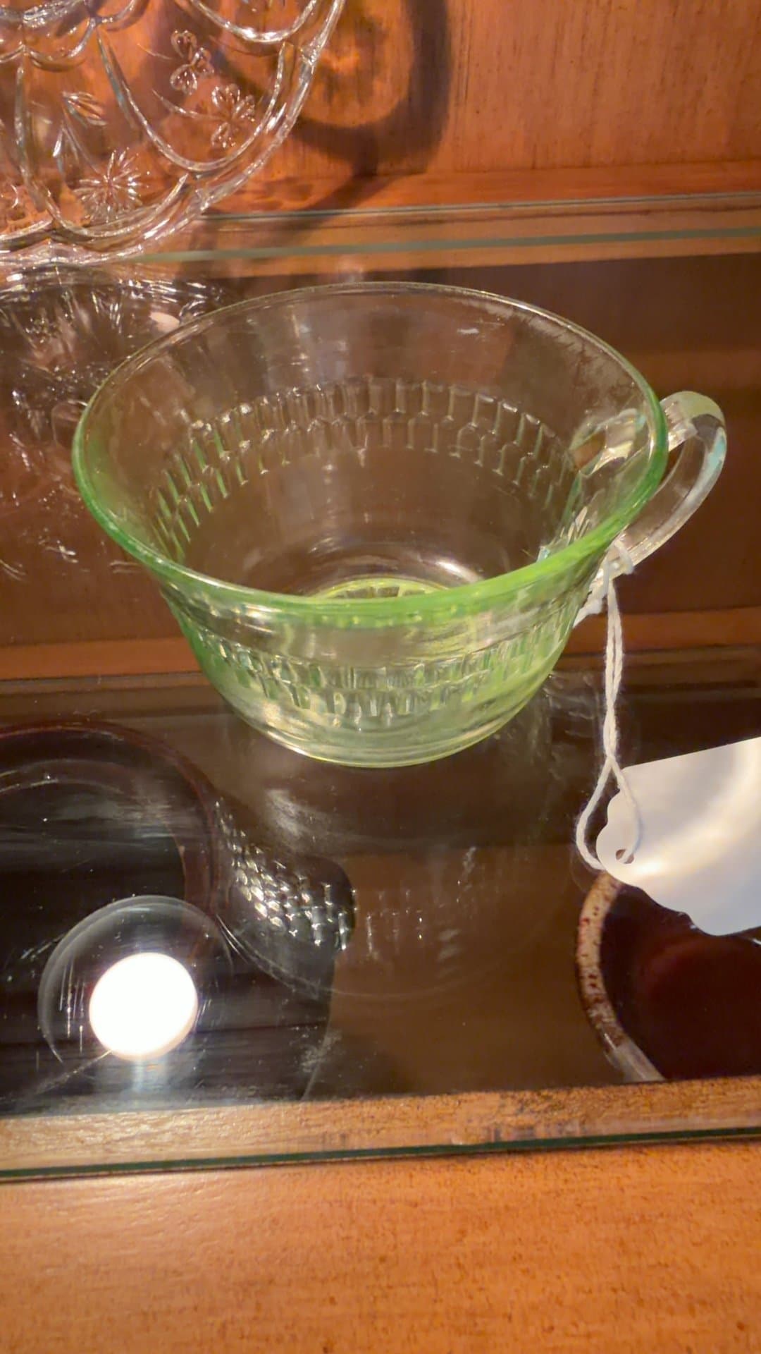 Vintage Anchor Hocking Depression Uranium Glass Cup - Image 1