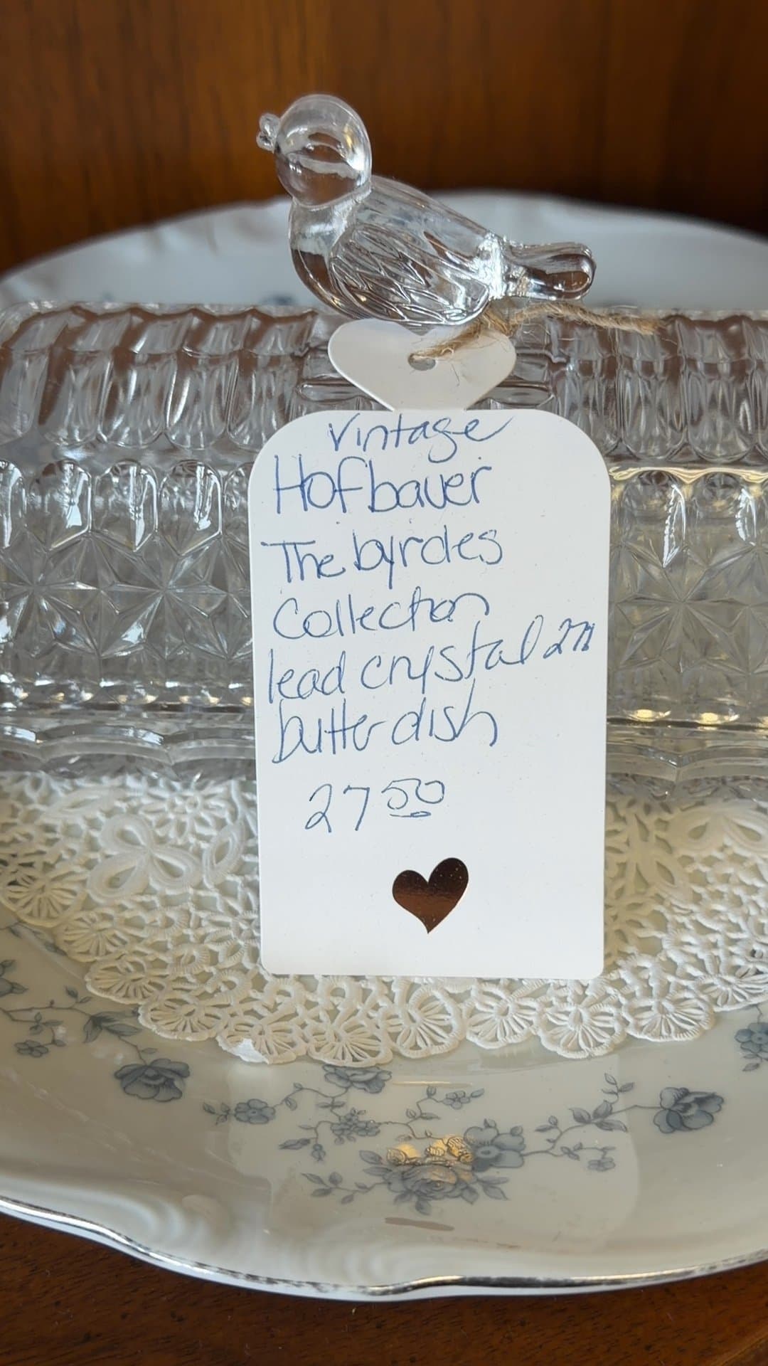 Vintage Hofbauer Byrdes Collection Lead Crystal Butter Dish - Image 1