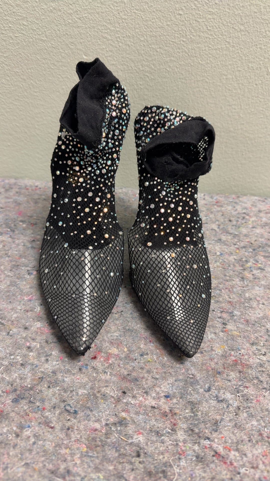 Black Rhinestone Stiletto Boots - Image 1