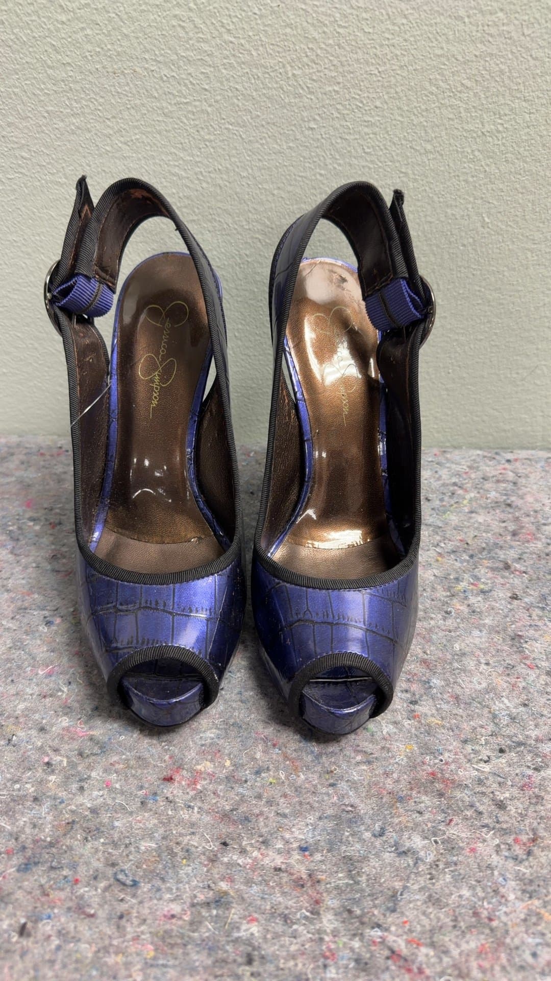 Jessica Simpson Blue Peep Toe Pumps - Image 1