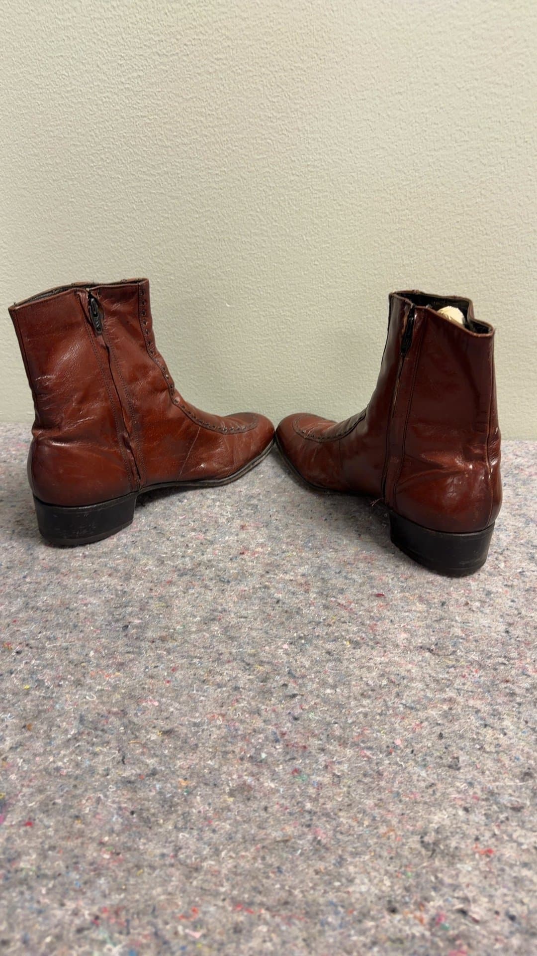 Vintage Brown Leather Ankle Boots - Image 1