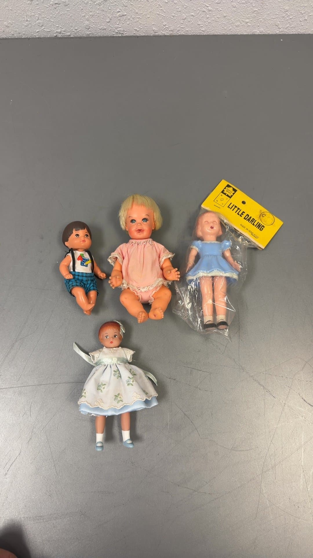 Vintage Small Plastic and Vinyl Dolls Lot of 4 - Image 1