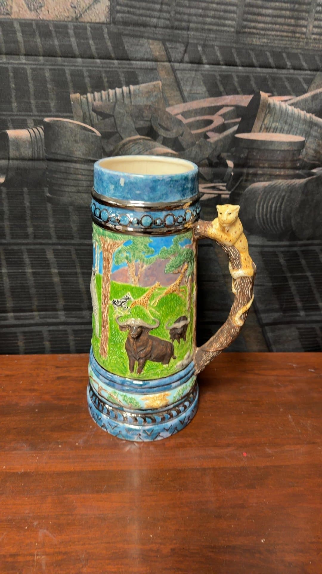 Holland Mold Ceramic Beer Stein with Safari Animals - Image 1