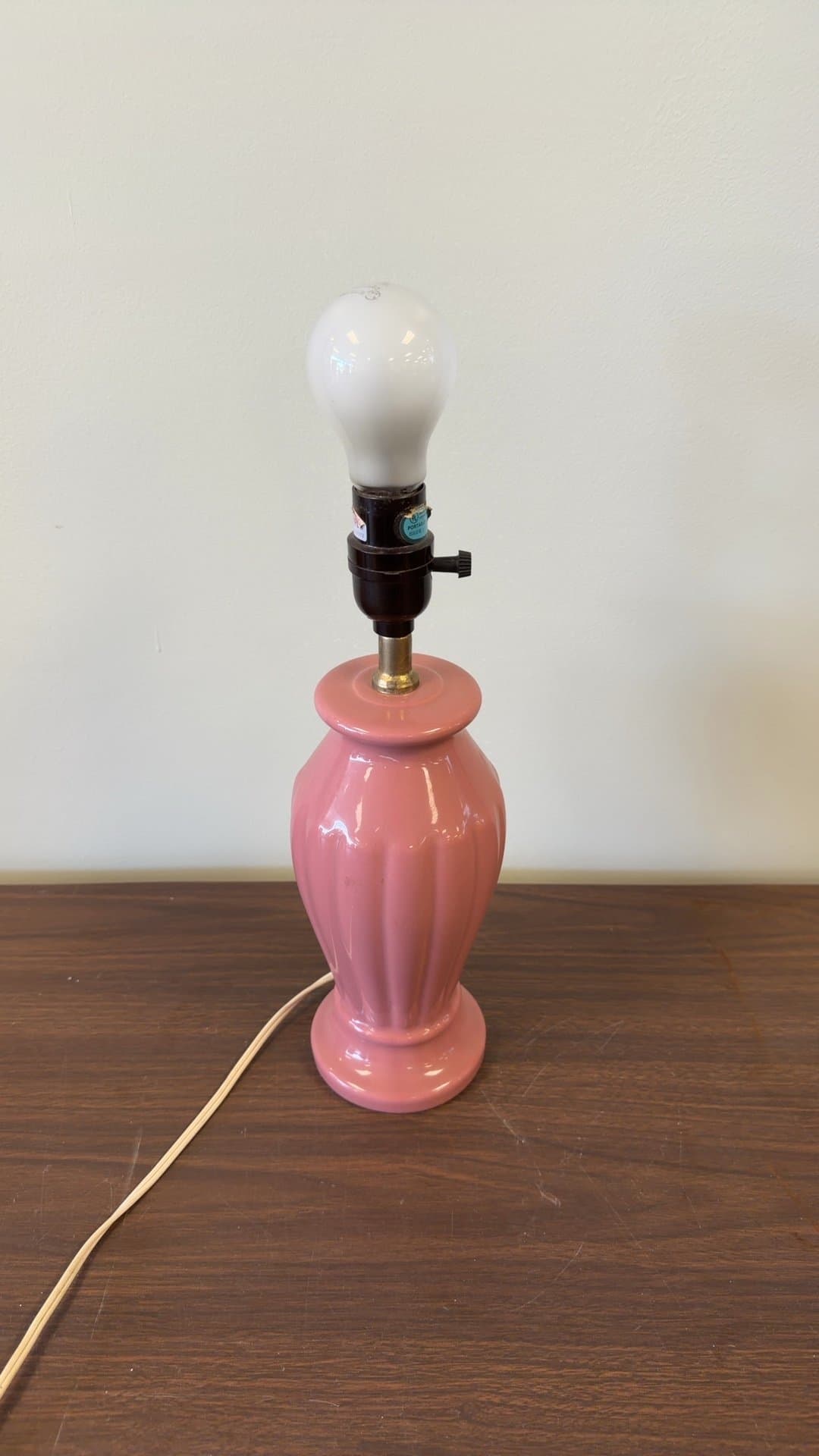 Vintage Pink Ceramic Table Lamp - Image 1