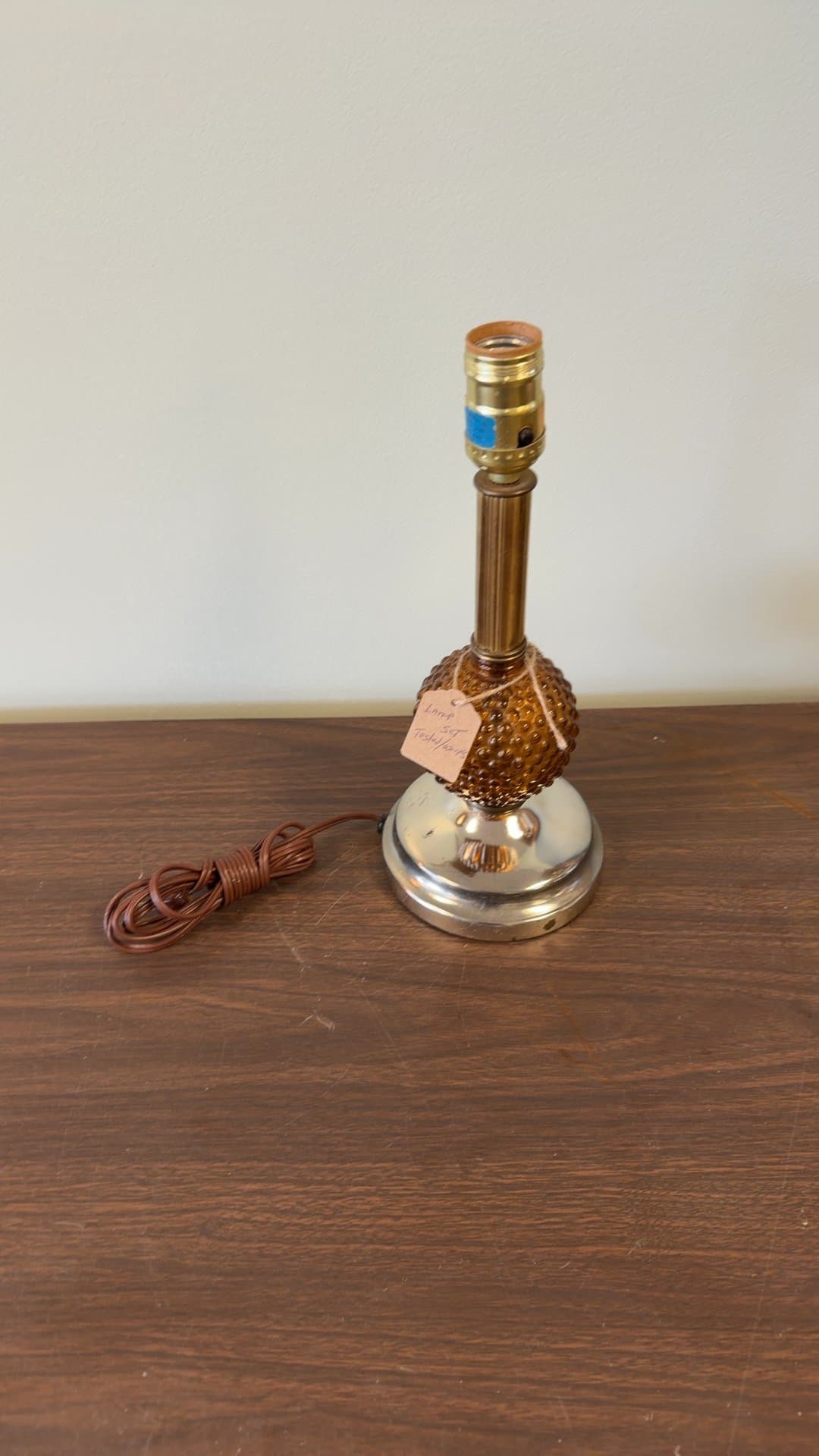Vintage Amber Glass Table Lamp - Image 1