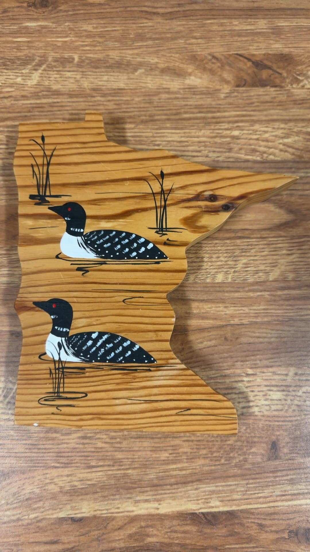 Wooden Minnesota State Plaque with Loon Design - Image 1